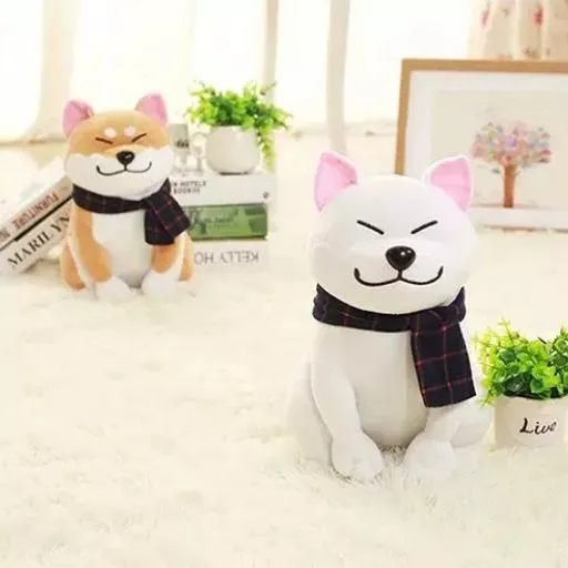 Wear scarf Shiba Inu dog plush toy soft stuffed dog toy good valentines gifts for girlfriend